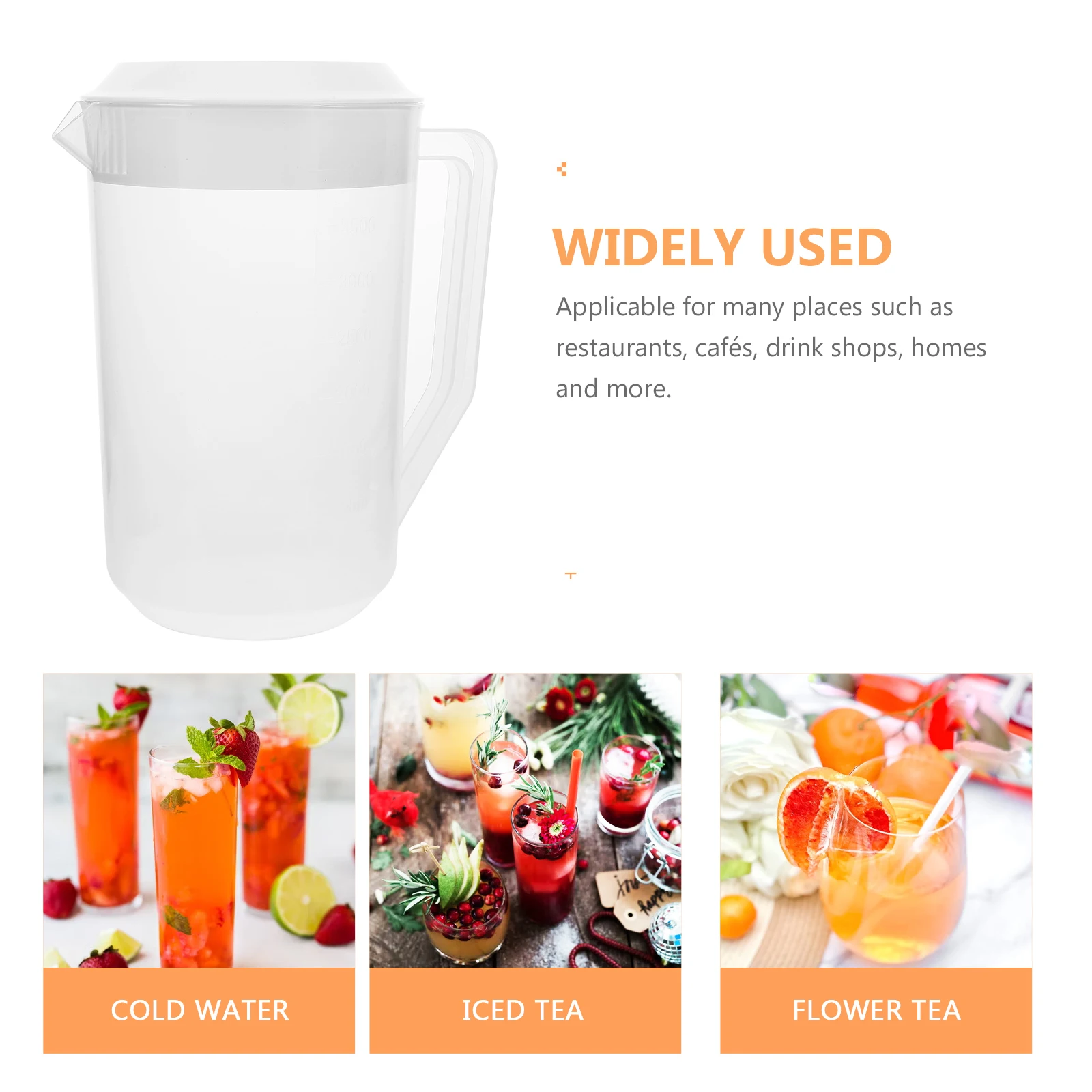 

4000ml Cold Water Pitcher White Round Lid High Temp Resistant Tea Jug Plastic Beverages Container for Home Party