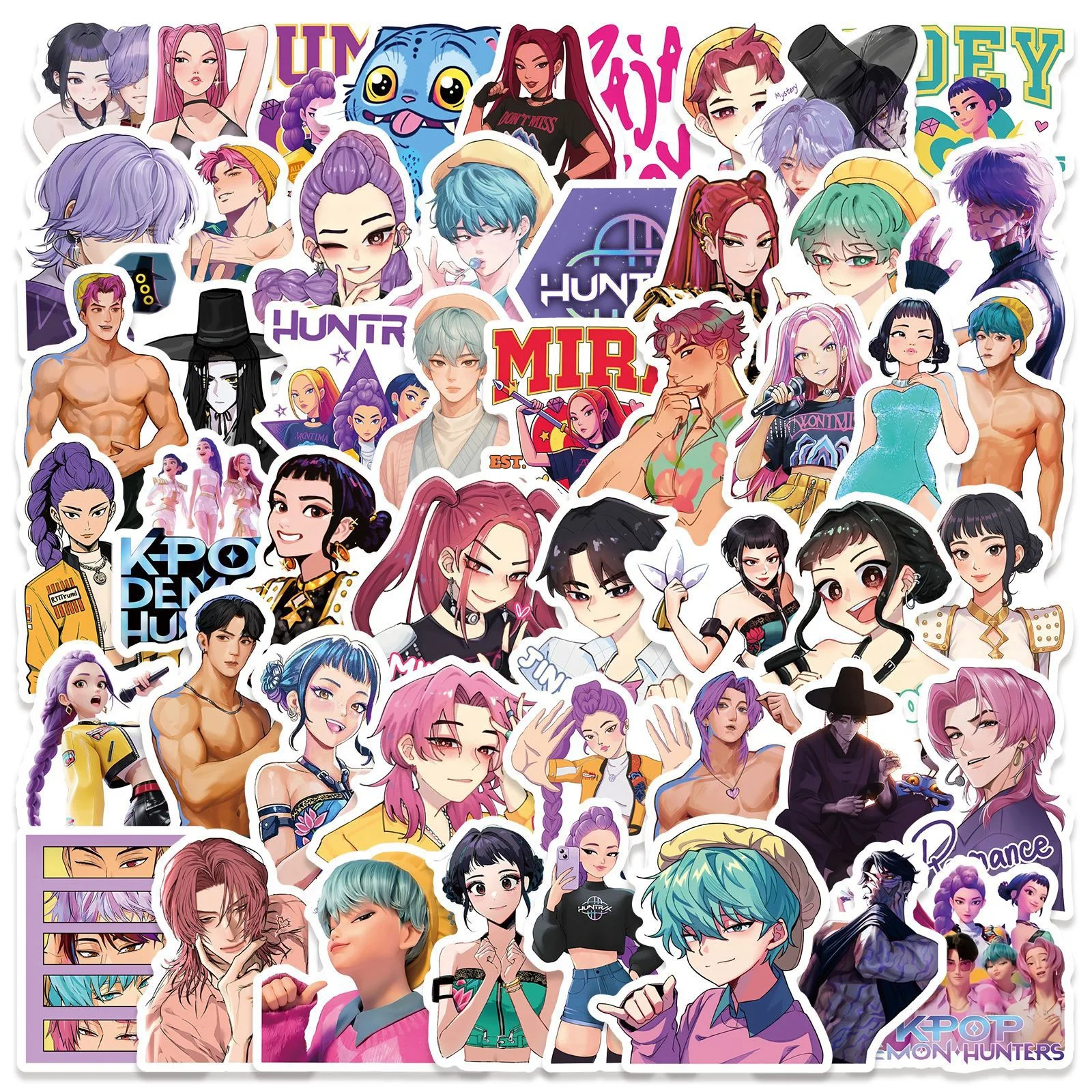 

10/50Pcs NEW Anime KPop Demon Hunters Stickers DIY Scrapbooking Phone Luggage Skateboard Waterproof Decoration Decals Kids Toy