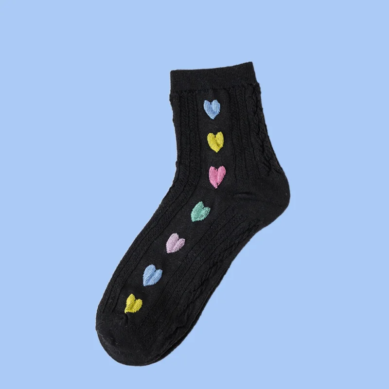 3/6 Pairs Women's Colorful Love Cotton Socks Cute Mid-tube Socks Boat Socks Autumn Winter New Product College Style Women Socks