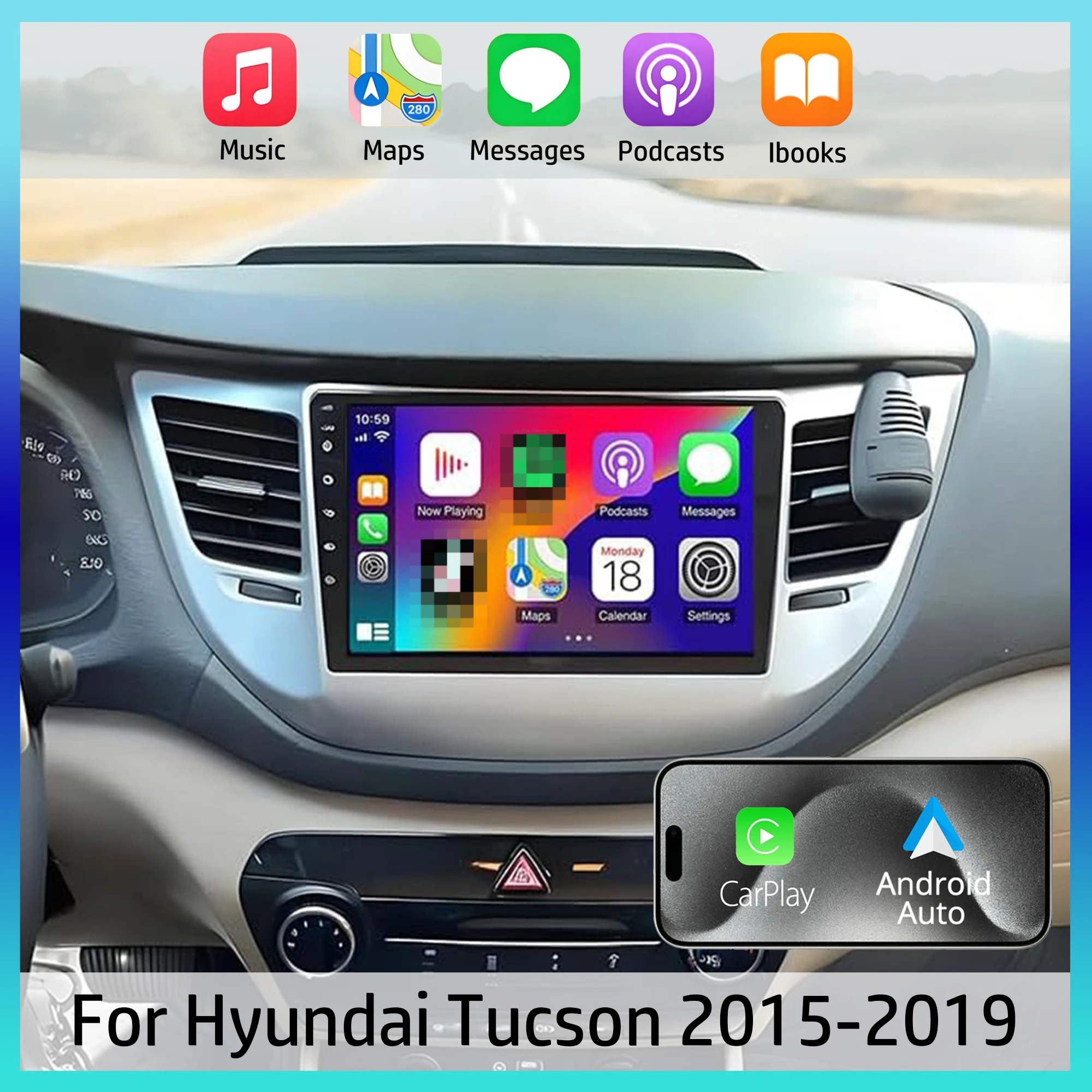 

Android 13 Car Radio Stereo Wireless for Carplay Android Auto 9 inch GPS Navigation for Hyundai Tucson 2015-2019 4+64G Player