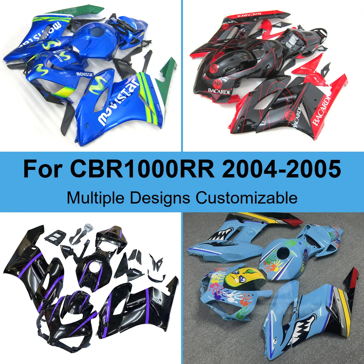 For Honda CBR1000RR 2004-2005 SC57 1000cc Full Body Fairing Kit Injection Molded ABS Plastic Bodywork Spares Sets Parts