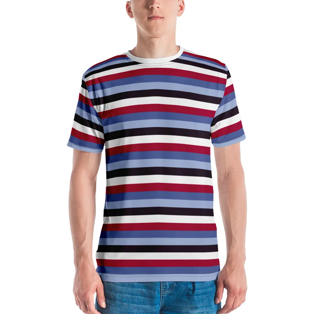 

Jeremy Heere Thin Stripes Men's T-Shirt Versatile Retro Casual Cartoon Short Sleeve Streetwear Unisex for Spring/Summer Popular