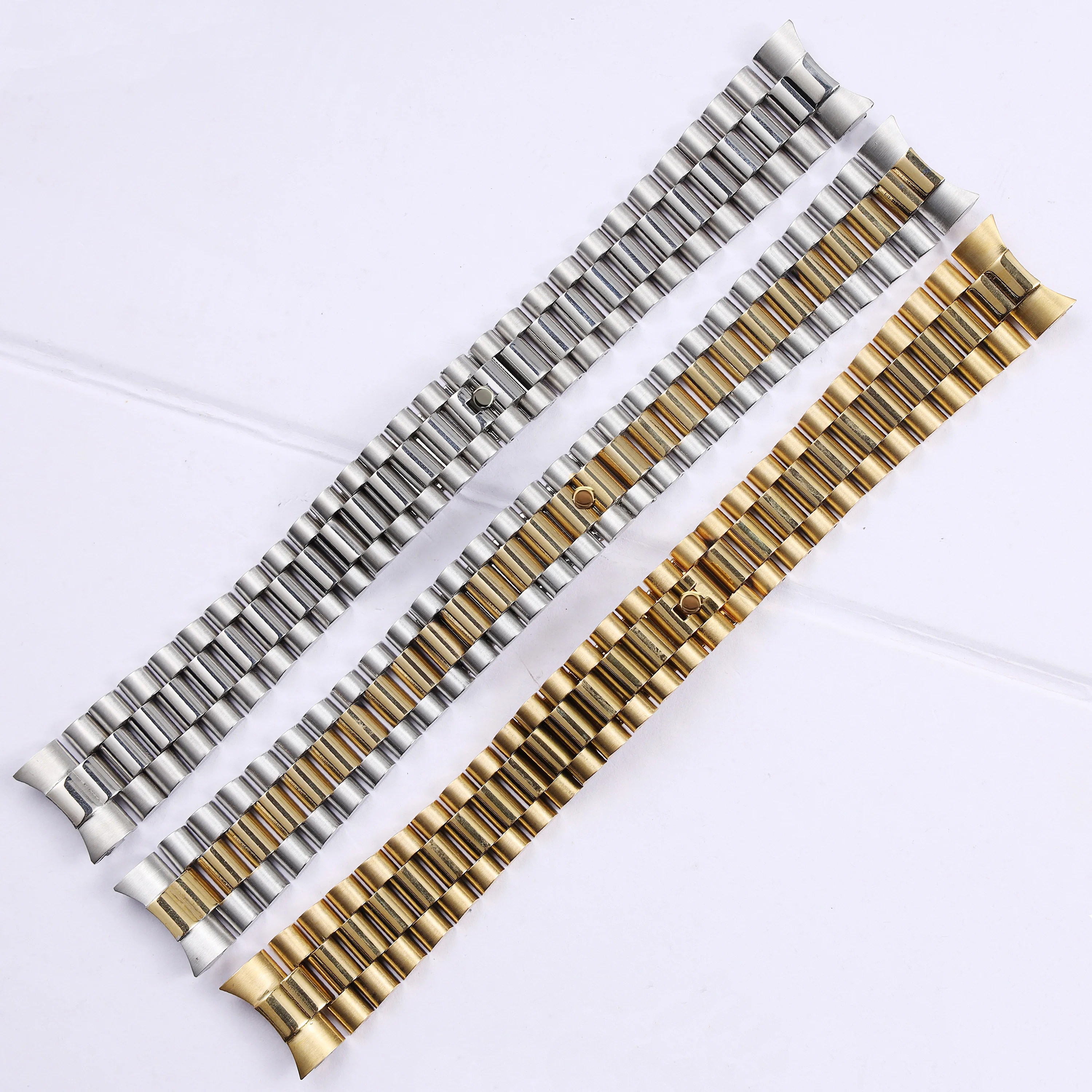 13 17 20 21mm silver gold solid stainless steel watchband for Rolex Oyster Perpetual Date President Jubilee watch strap bracelet