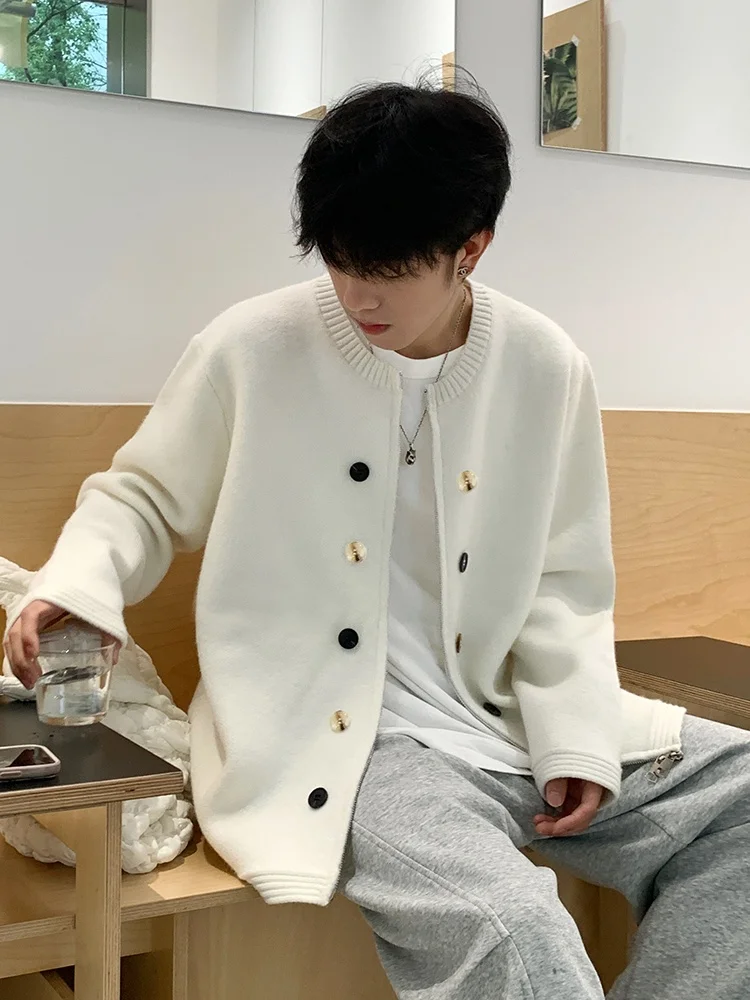 

Утепленный вязаный кардиган-пальто мужской, осенне-зимний, новый, молодежный, модный, с эффектом высокого качества, трендовый цвет, верхняя одежда