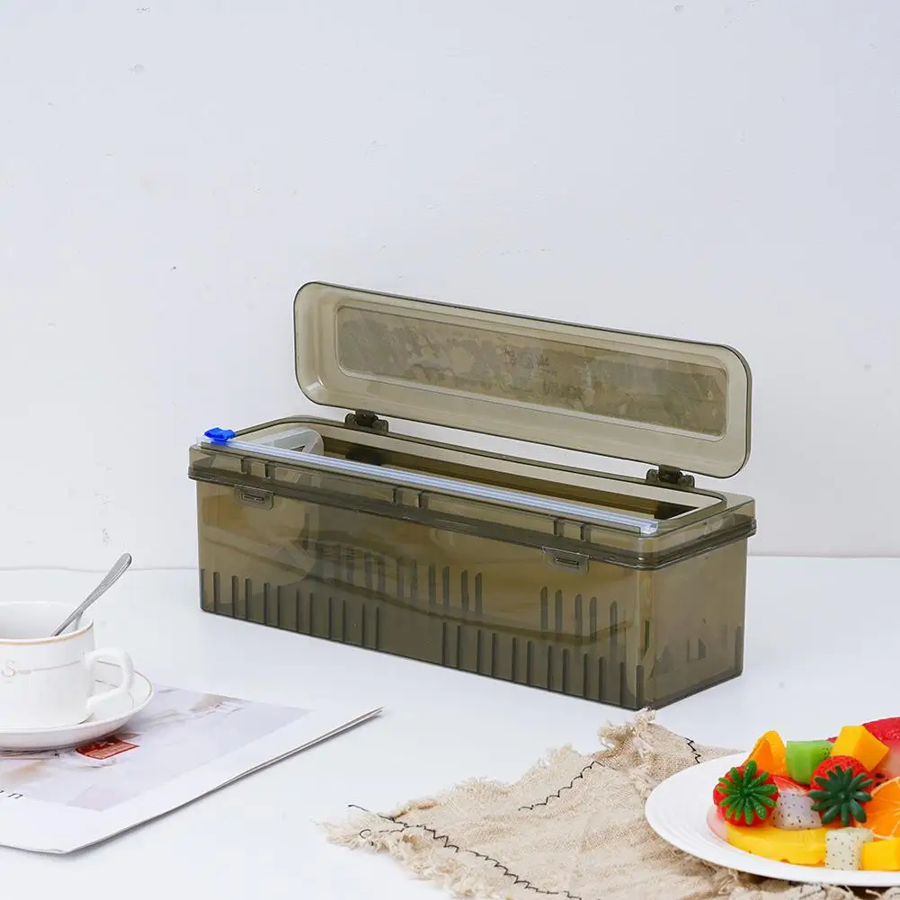 Cortador de Film para Conservación de Alimentos, Dispensador de Plástico para Empaque, Caja de Almacenamiento, Cortador de Film Estirable de Aluminio, Caja de Almacenamiento ﻿