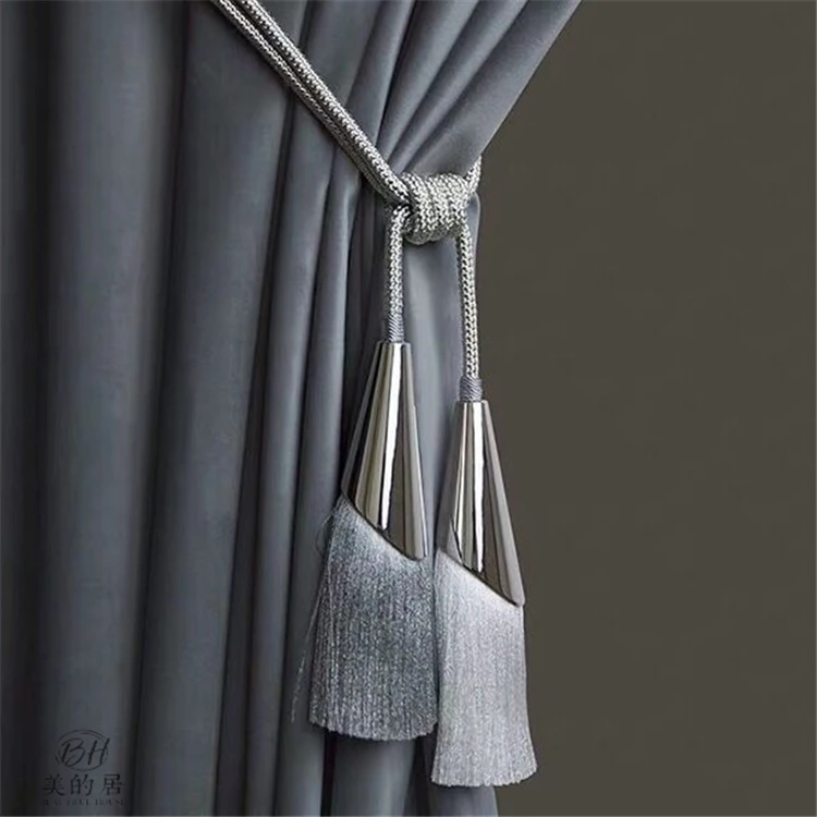 2 Pcs Luxury Simple and Modern Metal Curtain Tassels Hanging Ball Double Balls Curtain Tiebacks Curtain Accessories