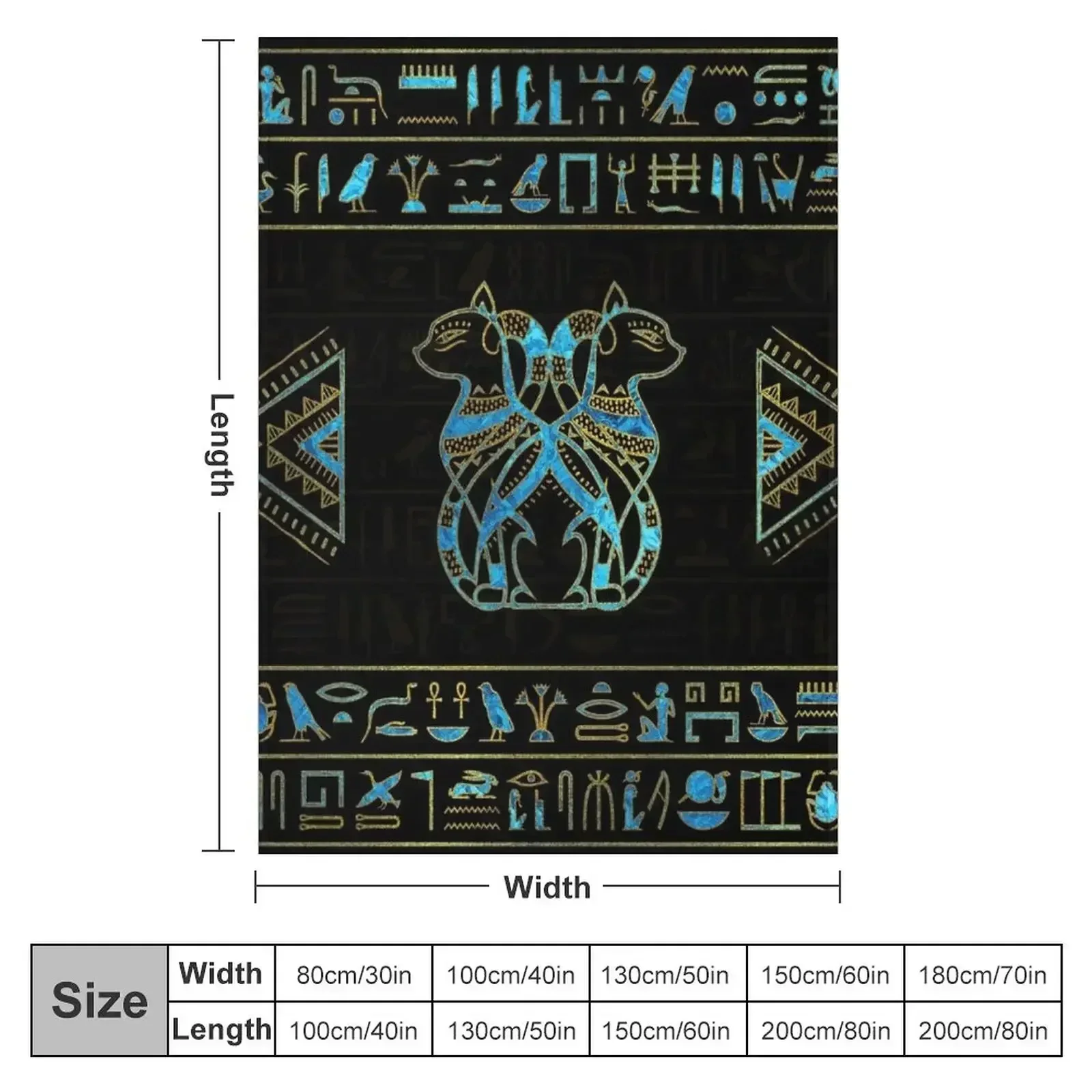 Egyptian Cats Gold and blue stained glass Throw Blanket Weighted for babies Blankets