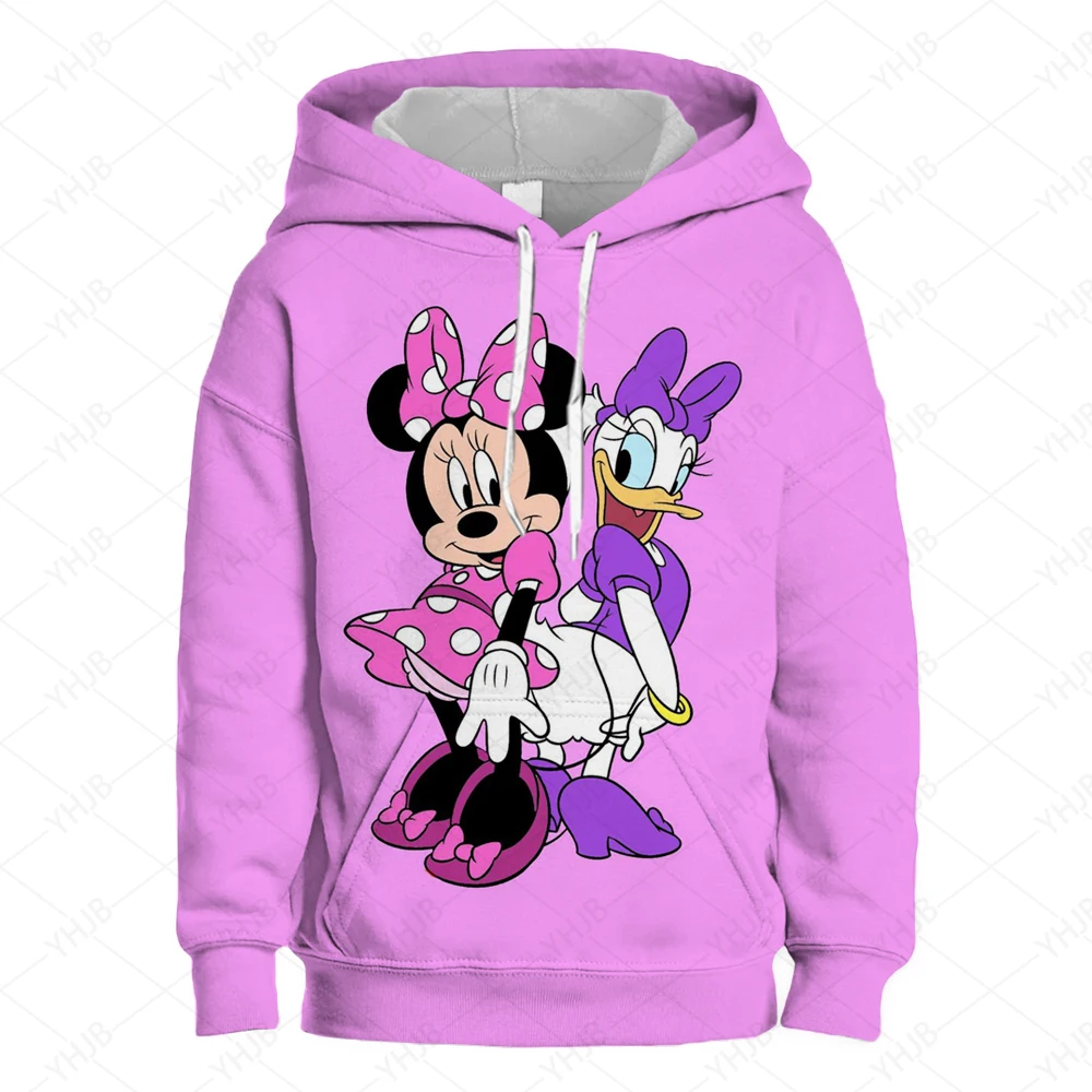 MINISO Disney Girls Mickey Mouse Hoodies Spring Autumn Cartoon Casual Sweatshirts New Long Sleeves Fashion Hooded Top 1-14 Years