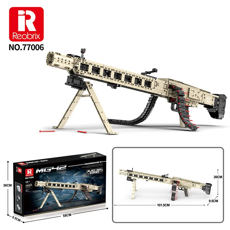 

1886pcs MOC Military Wapon Electric MG-42 Machine Gun Building Blocks Bricks Assembling Model Toys for Children Birthday Gift