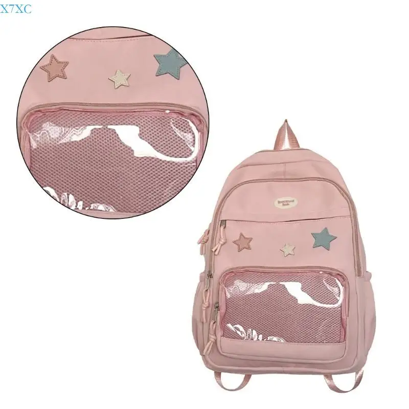 X7XC Cartoon Nylon Backpack School Book Bag for Teen Girls, Women Travel Daypack