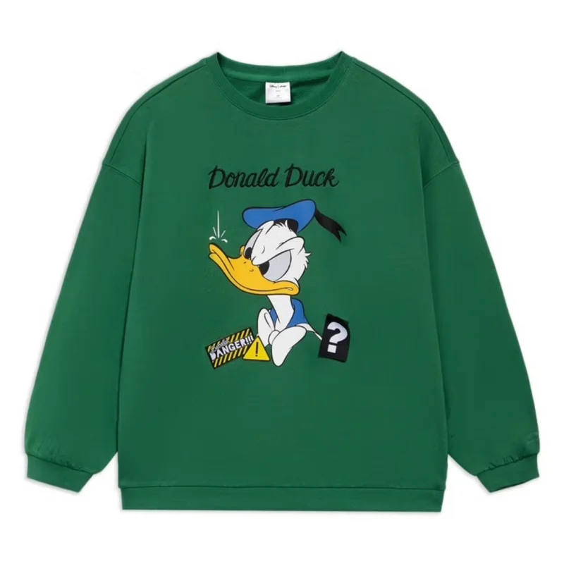 Donald Duck series hoodie couple style pullover long sleeved round neck new knitted sportswear green and pink xs-6X