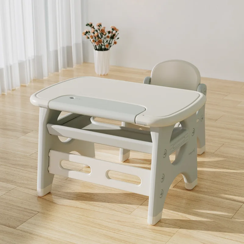 Conjunto de mesa e cadeira de plástico infantil mesa de leitura do bebê brinquedo da criança, jogo de educação infantil