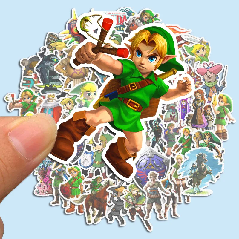 50pcs The Legend of Zelda Game Sticker Luggage Water Cup Stationery Mobile Phone Scooter Laptop Refrigerator Decoration Sticker