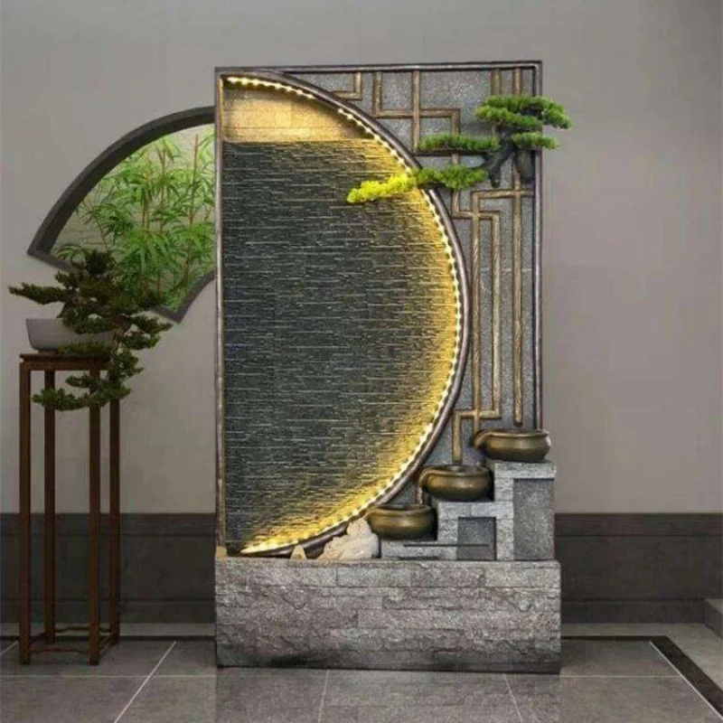 custom.Indoor Fountain Landscape Spa Room Landscaping Balcony Fish Pond Rockery Double-sided Flowing Ornaments Zen Fountai