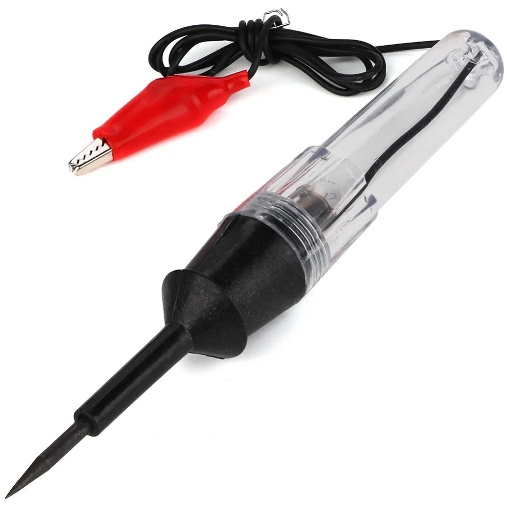 New 6V / 12V Circuit Tester Pen Transparent Metal Probe Tip Voltage Tester Pen Electrical Circuit Tester Maintenance Technician