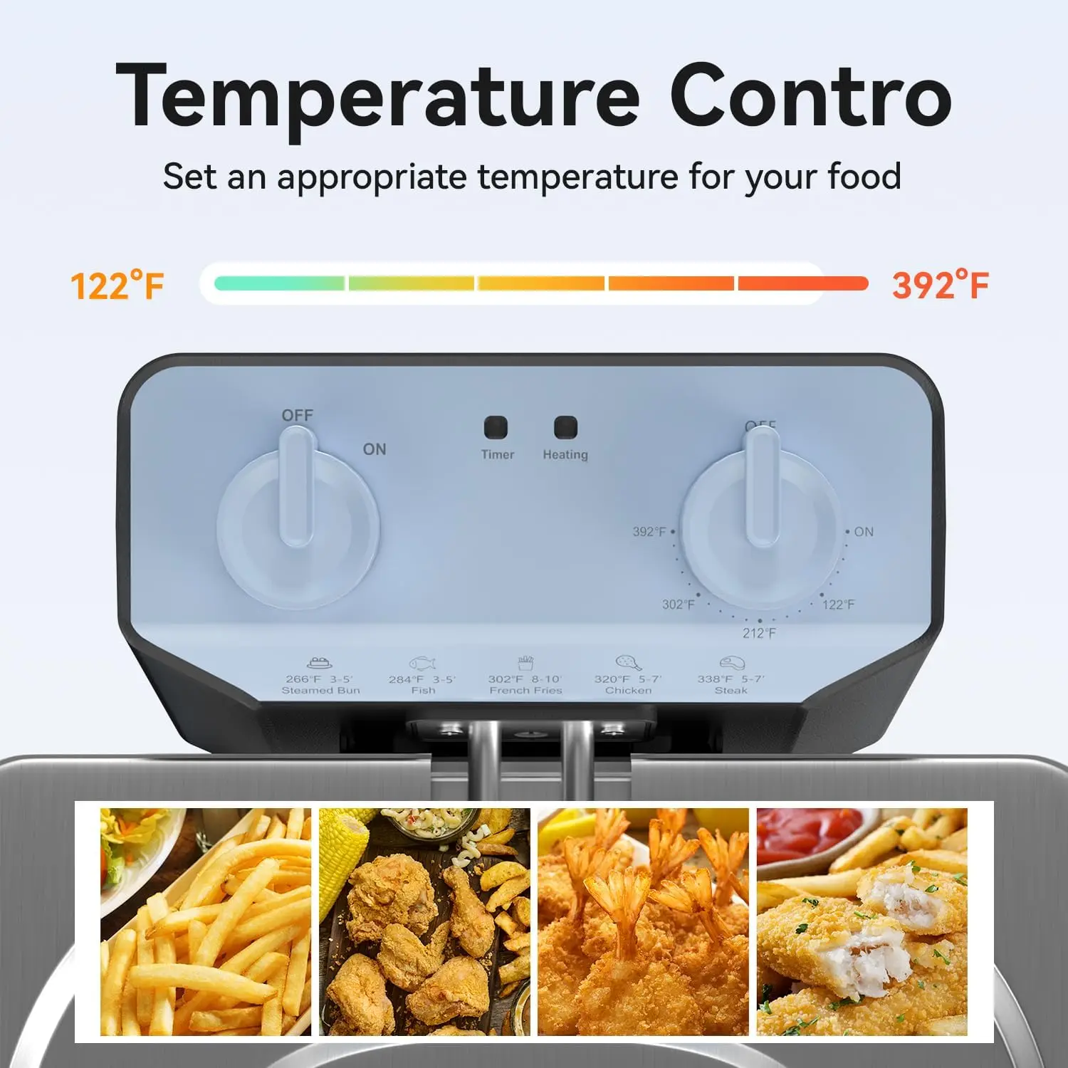 Friteuse électrique en acier inoxydable, 1700W 10.6QT, avec grands paniers et contrôle précis de la température, pour restaurant ou maison