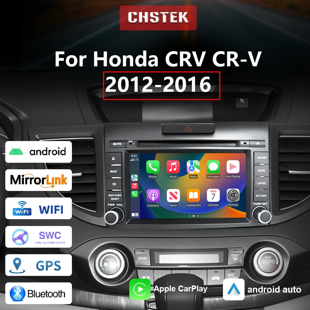 

CHSTEK Car Radio Qualcomm Multimedia Navigation Player for Honda CRV CR-V 4 RM RE 2011-2018 Android 13 Carplay Bluetooth 4G WIFI