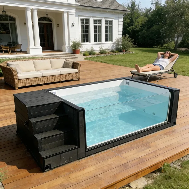 Luxury Landscape Container Swimming Pool Custom Lighting Water Feature Design Integrated Garden Landscape Outdoor Prefab Swim