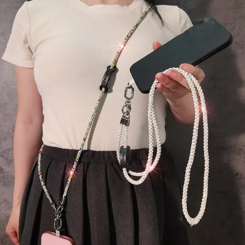 

Hanging Cord Glitter Rhinestone Phone Lanyard Long Style Luxury Mobile Phone Rope Crossbody Chain Anti Loss Mobile Phone Chain