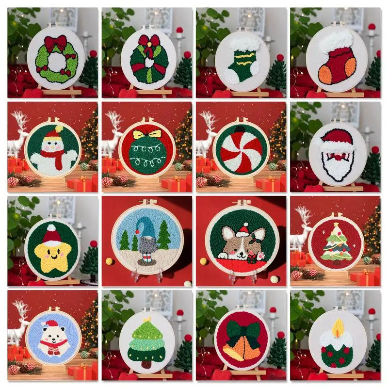 

Punch Needle Embroidery kit For Adult DIY Santa Claus Yarn Painting Hooking Craft Kits Needlework Christmas Decoration Gift