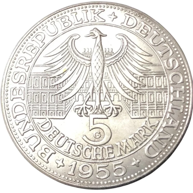 1955 Germany-Federal Republic 5 Deutsche Mark Silver Plated Copy Coin