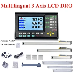 19 Dil GCS909-3 3 Eksen LCD DRO SET Dijital Okuma ile 3 Parça 50-1000mm 5um/1um Doğrusal Ölçekli Kodlayıcı Torna Freze için