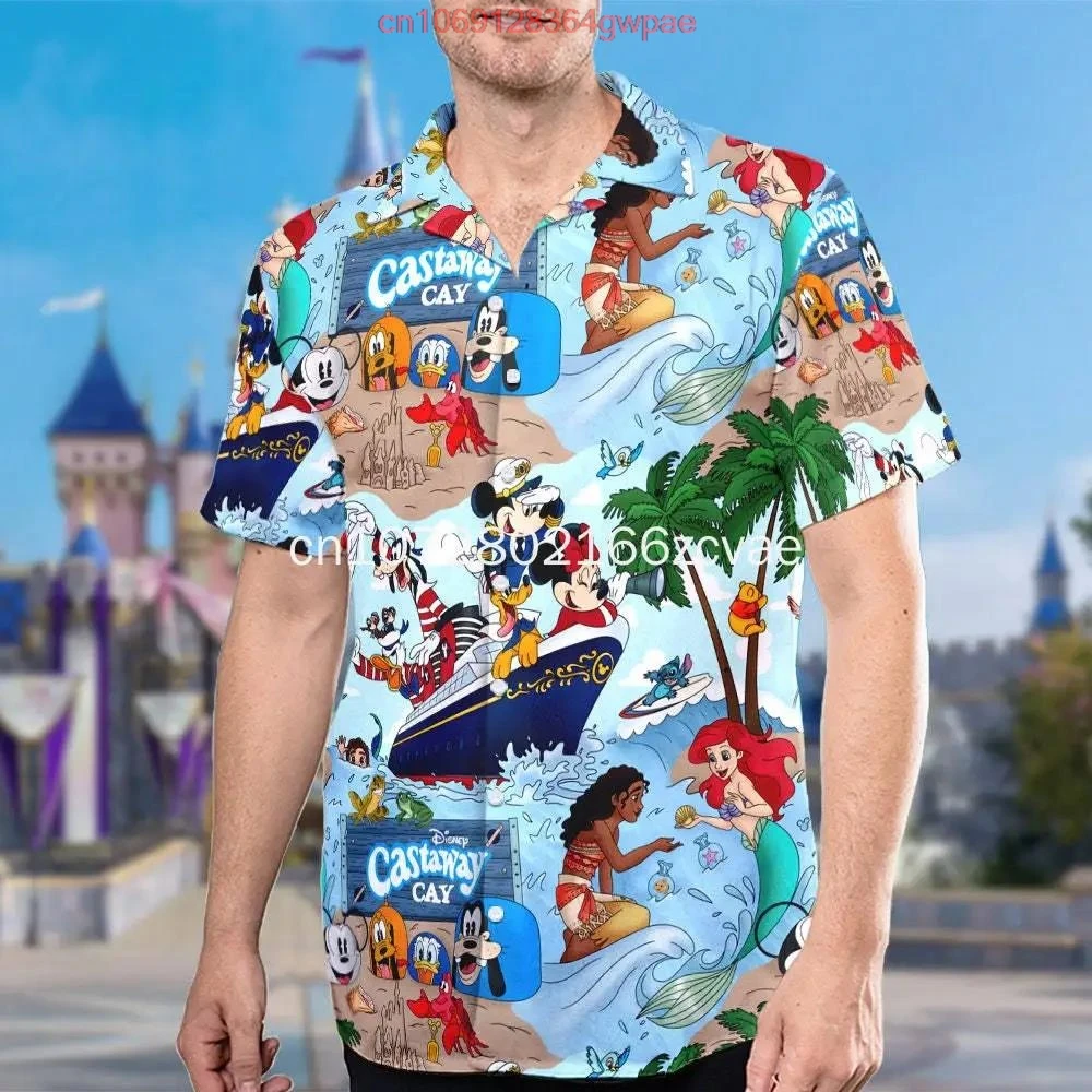 Disneyland Castaway Cay Cruise Trip Aloha Hawaiian Shirt Fashion Summer Short Sleeve Shirt Disney Mickey Beach Vacation Shirt