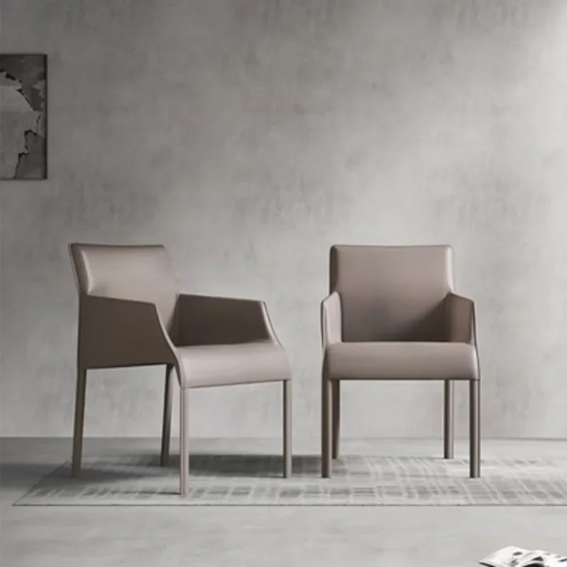 Italian light luxury dining chair minimalist saddle leather backrest modern minimalist master design home restaurant