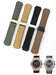 High Quality Soft Comfortable Frosting Cowhide Watch Strap for Hublot Yubo Classic Fusion Black 19mm Rubber Underskin Wristband
