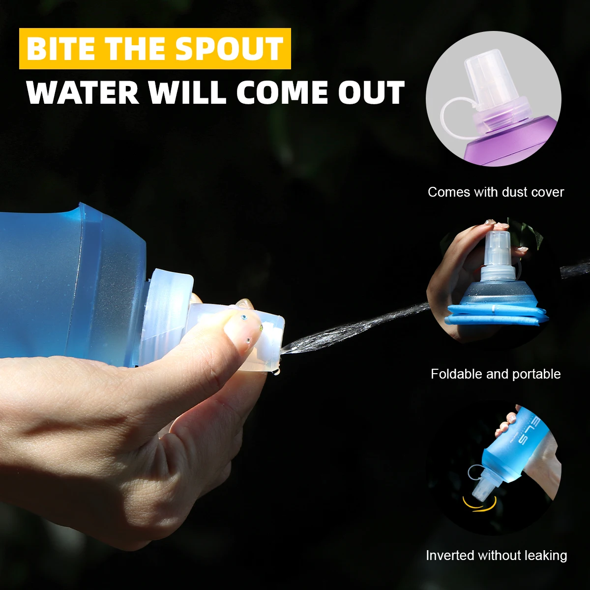 WRELS Foldable Silicone Water Bottle Outdoors Traveling Sport Running Cycling Kettle Healthy Soft Material TPU BPA-Free Kettle