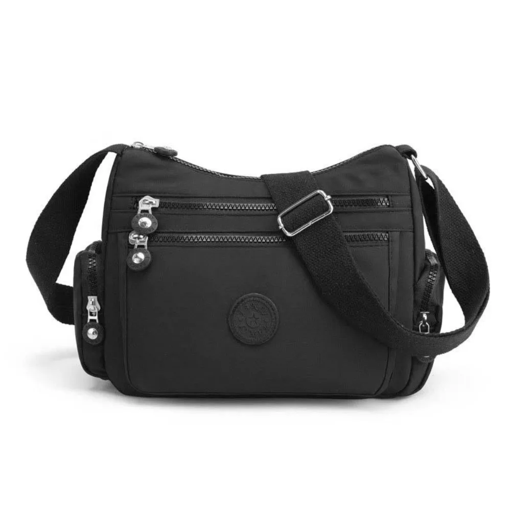

Lightweight Women's Shoulder Bags Large Capacity Nylon Multi-zipper Pocket Bags Adjustable Strap Casual Korean Crossbody Bag