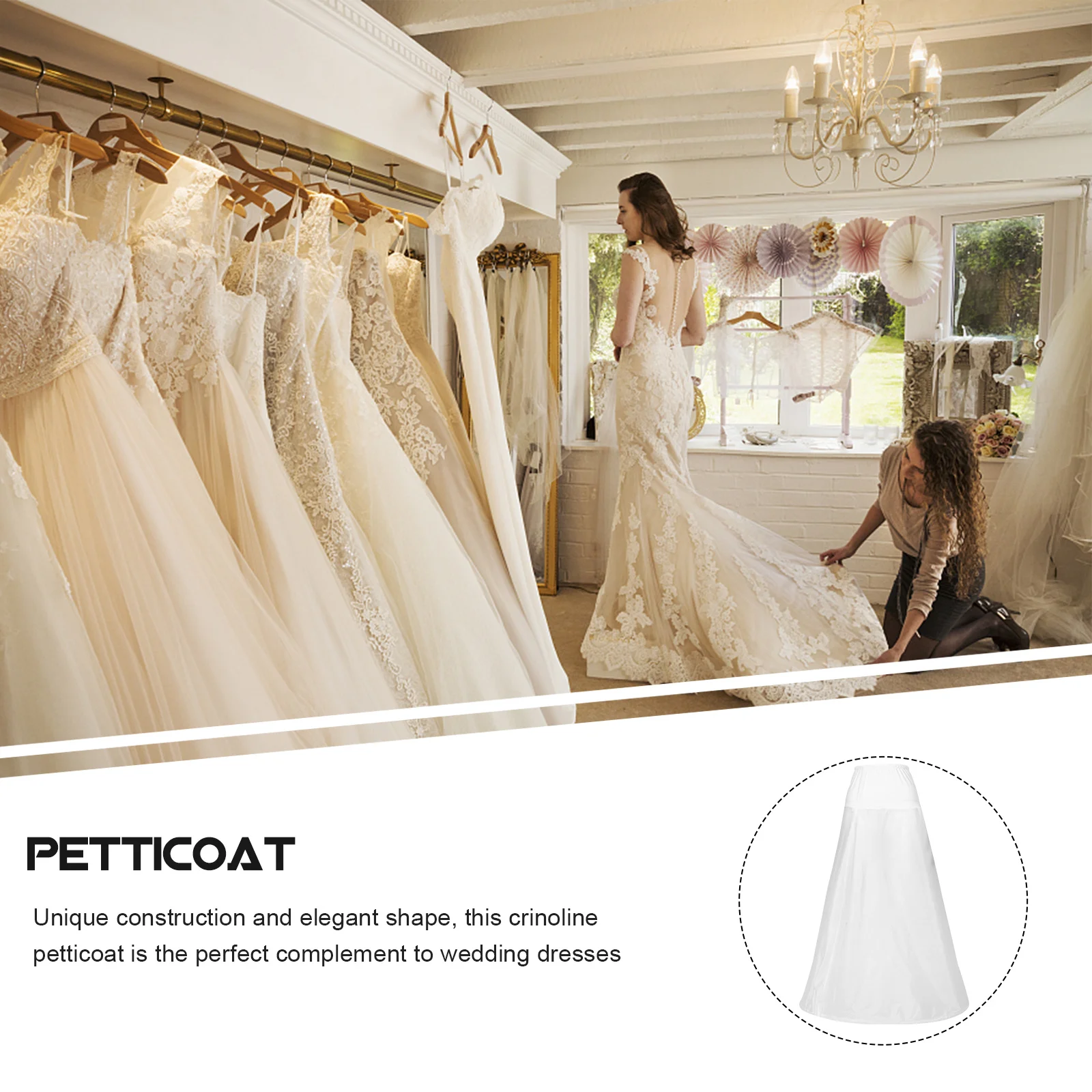 

Bridal Dress Petticoat Wedding Underskirt Elastic Waistband Polyester Taff Elegant Long Petticoat Skirt