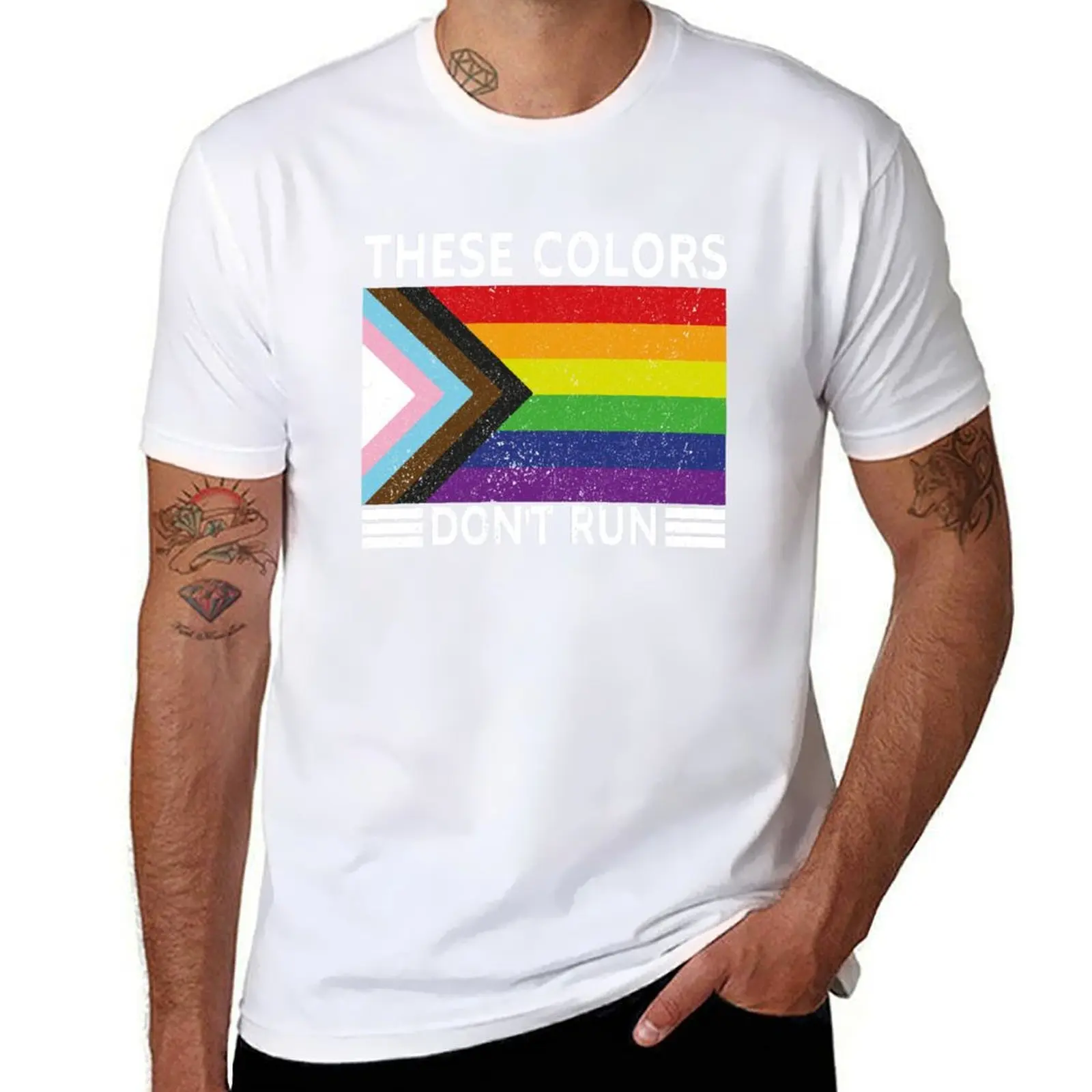 

These Colors Don't Run Progress Pride Flag Pride Month T-Shirt cotton t shirt pack funny t shirts cotton T-Shirt