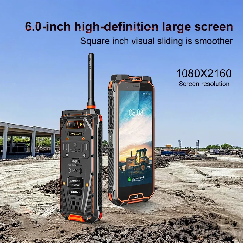 

Противоударный смартфон AORO M5 5G, 8 ГБ+256 ГБ, аккумулятор более 8000 мАч, камера 48 МП+2 МП, фронтальная камера 13 МП, IP68, NFC, телефон