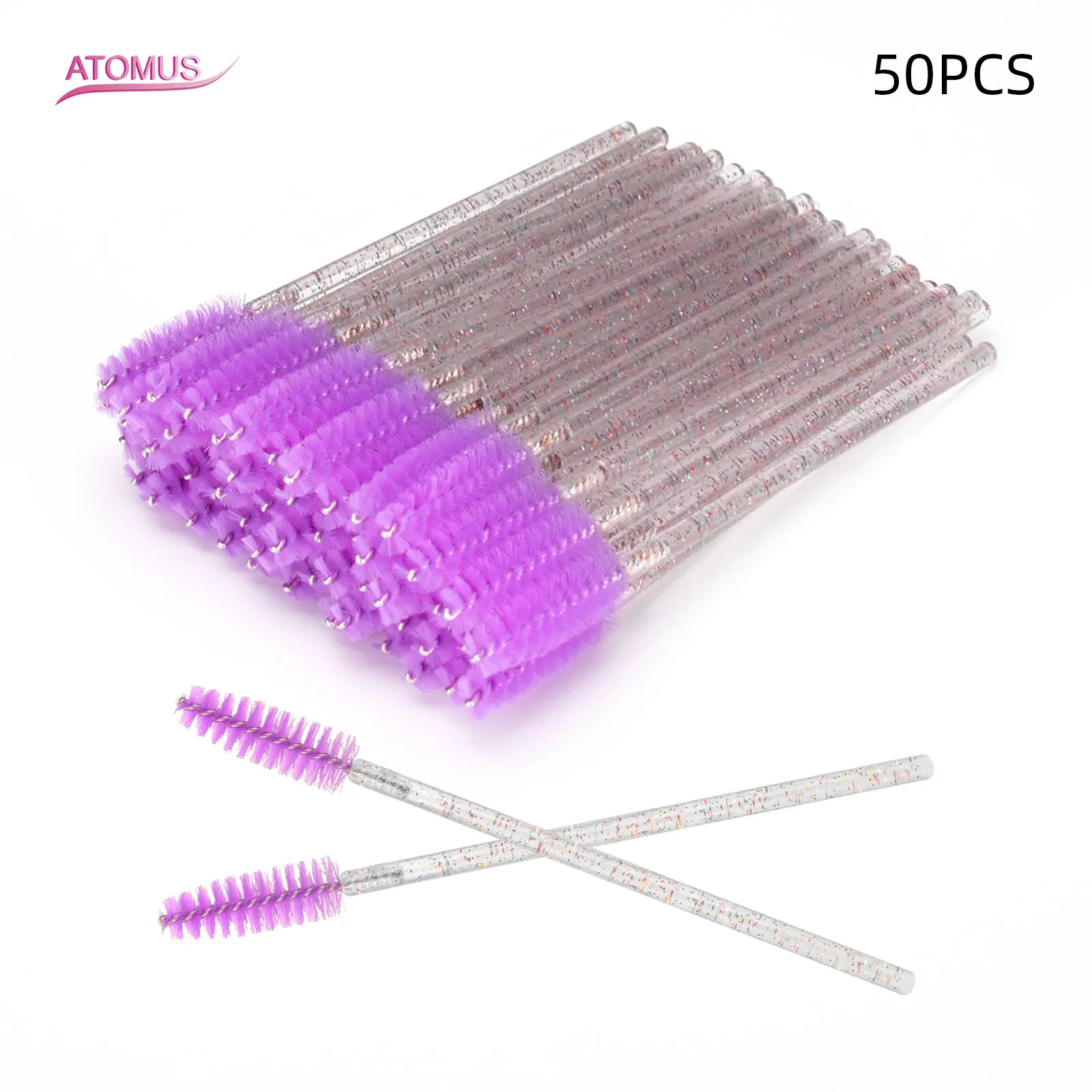 Brosses à cils de poulet brillantes, outils d'extension de cils, brosse à sourcils, baguettes de mascara, applicateur, Végét, cosmétique, 50 pièces