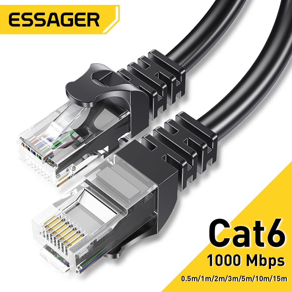  Essager Ethernet Cable Cat6 Lan Cable UTP CAT 6 RJ 45 Network Cable 5m/10m/15m Patch Cord for Laptop Router RJ45 Network Cable 