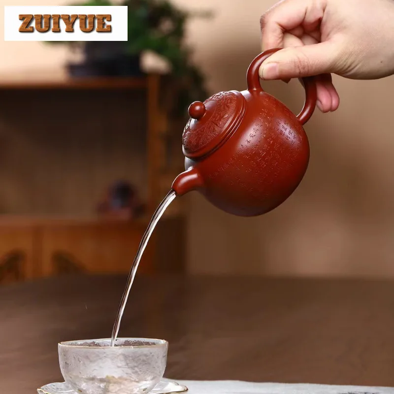 Authentic Yixing Purple Clay Heart Sutra Teapots Handmade Dragon Egg Pot Raw Ore Dagongpao Mud Tea Maker Kettle Zisha Tea Set