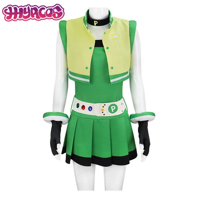 DY2025Cosplay Costume per ragazze Set completo Fiore Anime Powerpuff Ragazze Buttercup Halloween Fancy Dress Bubbles Costume Dress con Be