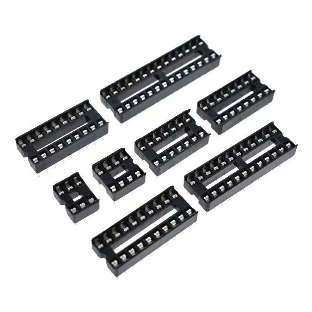 DIP IC Sockets Adaptor Solder Type Socket Kit 6DIP 8DIP 14DIP 16DIP 18DIP 20DIP 24DIP 28DIP Pitch 2.54mm IC Connector 66PCS/Box