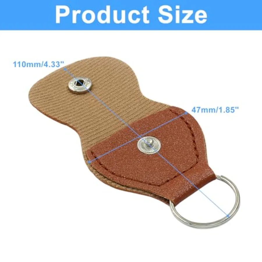 Guitar Picks Holder Case for Players: Leather, Black, Compact 2-Piece Keychain Storage with Secure Snap Closure