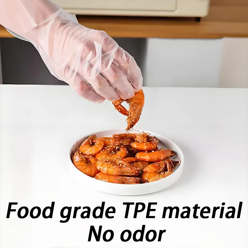 قفازات TPE للاستعمال مرة واحدة - قفازات شفافة للتعامل مع الطعام مقاومة للزيوت للطهي والتنظيف والوجبات وخالية من اللاتكس وخالية من البودرة #2
