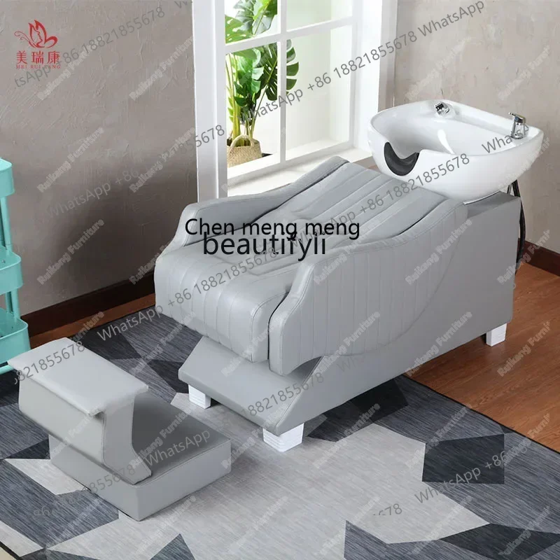 smt7486 Bacino in ceramica Mezza sdraiata Salone Barbiere Shampoo Shampoo Sedia Salone di bellezza Letto sdraiato7486