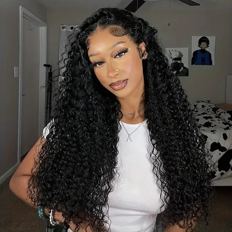 13x4 Lace Front 150% Natural Black Curly 20 Inches Glueless13x6 Deep Wave Frontal Wig For Women Human Hair Wigs Full Brazilian