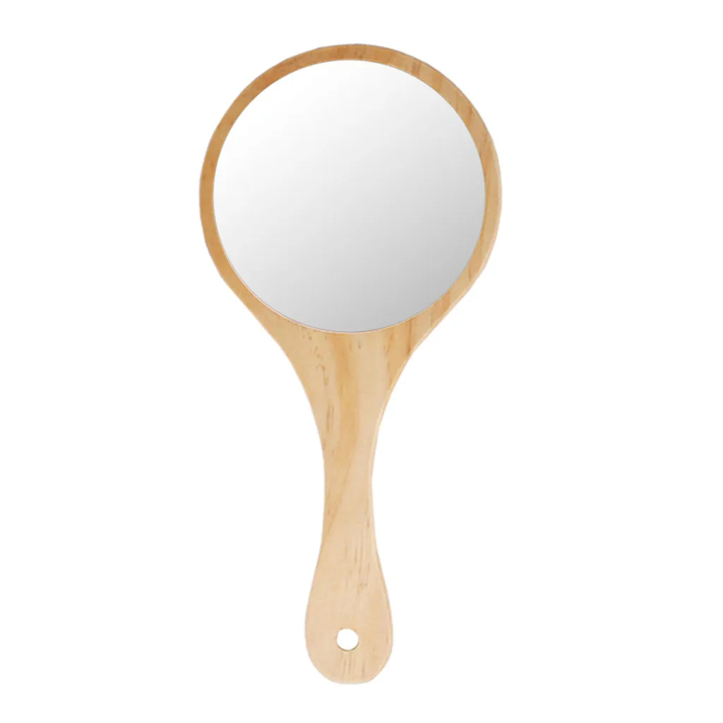 Espelho de madeira requintado rústico da mão redonda do espelho da composição, madeira