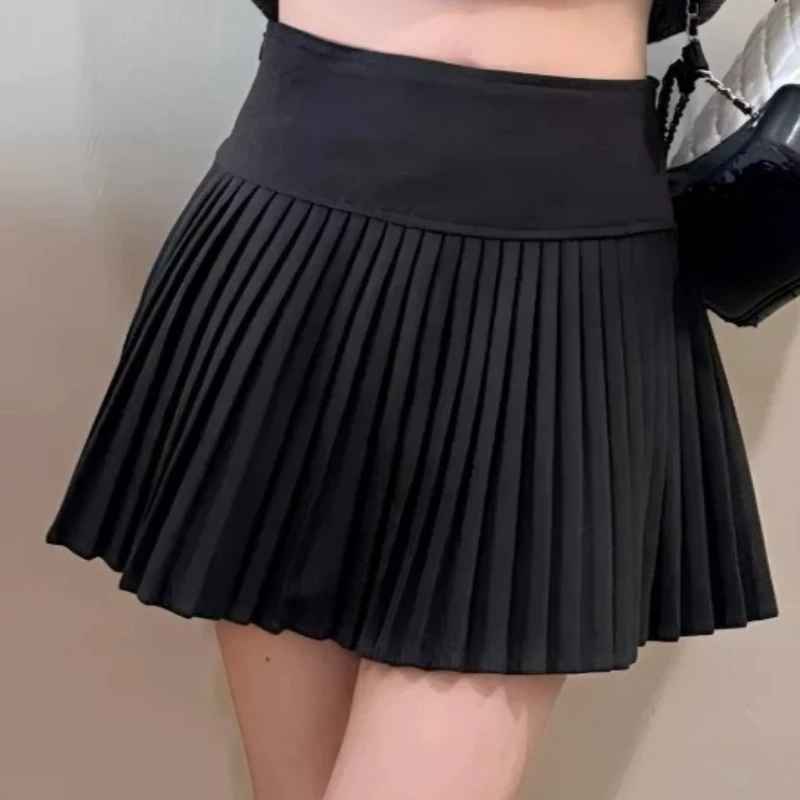 Preppt Style Women Fashion A-line Skirt New Autumn Winter Pleated Short Casual Jupe French All Match Elelgant Skirts