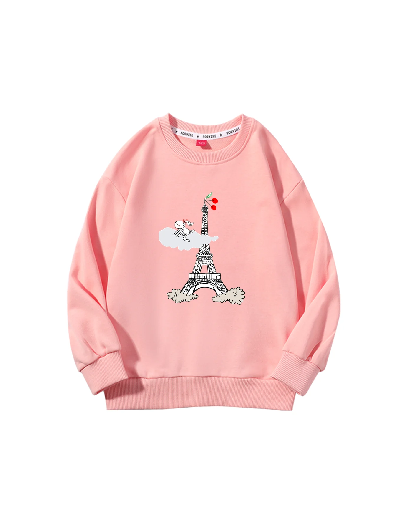 Fashion Girls Hoodies Spring Kids Pullover Casual Wear Cute Eiffel Tower Print Girl Clothes Sweatshirt Fall Children's Clothing