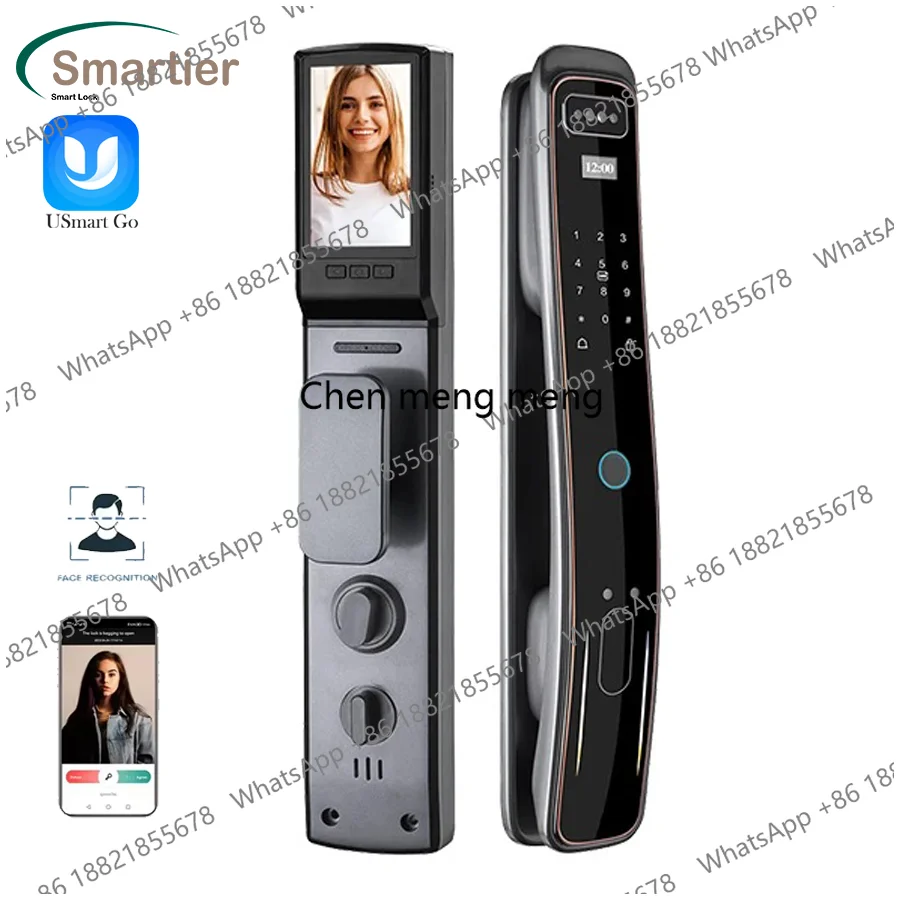 Glomarket Security Fully Automatic Visual Intercom Smart Lock 3d Face Recognition Biometric Fingerprint  Cerradura Inteligente