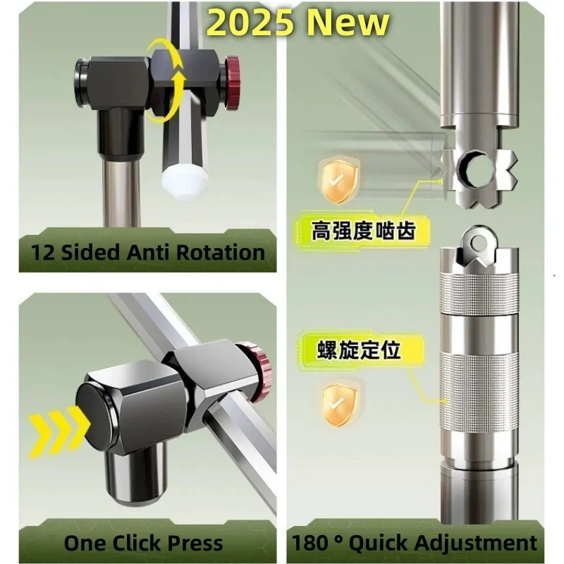 2025 New Fishing Parasol Upgraded Mechanical Adjustment Fishing Umbrella Outdoor Stainless Steel Pole Beach Large Umbrella