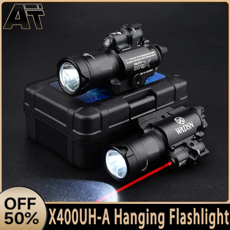 Tactics X400 Red Dot Laser Hanging Flashlight WADSN X400UH-A High Power Pistol Light White LED Hunting Airsoft Weapon Scout Lamp