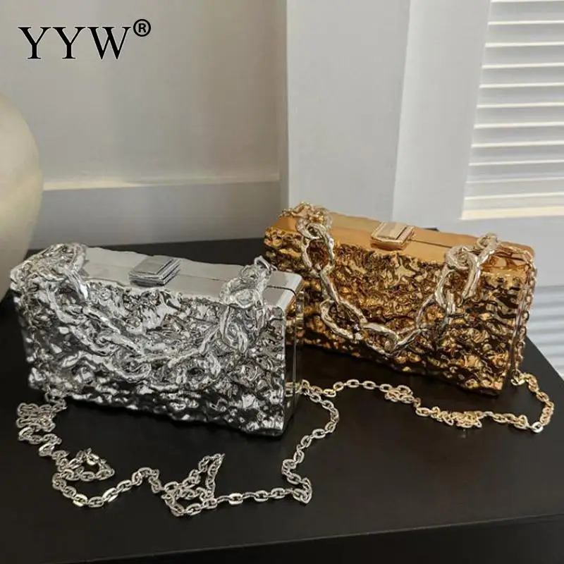 2023 Fashion Square Pleated Acrylic Clutch Handbag Women Ice Crack Box Bags with Wristlets Chain Crossbody Messenger Purse Tote